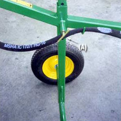 Spring Loaded Pin to wheel axle allows the operator to increase digging depth.
